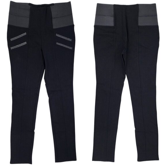 Ci Sono Women Medium 27x25 Black Pull On Elastic Waist Knit Ponte Pants Leggings - Picture 4 of 13